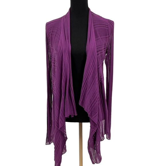 New Eileen Fisher Draped Front Cardigan‎ Cotton Purple Lilac  Small - Picture 1 of 6